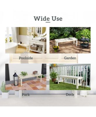 2-Seat Wood Garden Bench, Patio Bench w/ Slatted Seat,