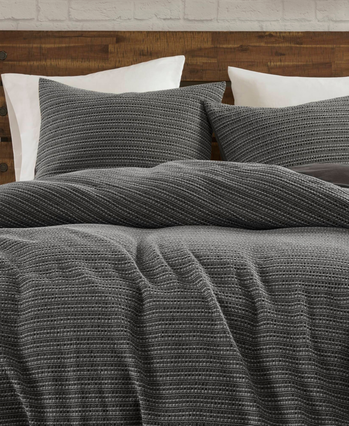 Woolrich Lyon Waffle Washed 3-pc. Duvet Cover Set, Full/queen In Gray