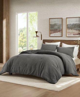 Lyon Waffle Washed 3-Pc. Comforter Set, King/California King