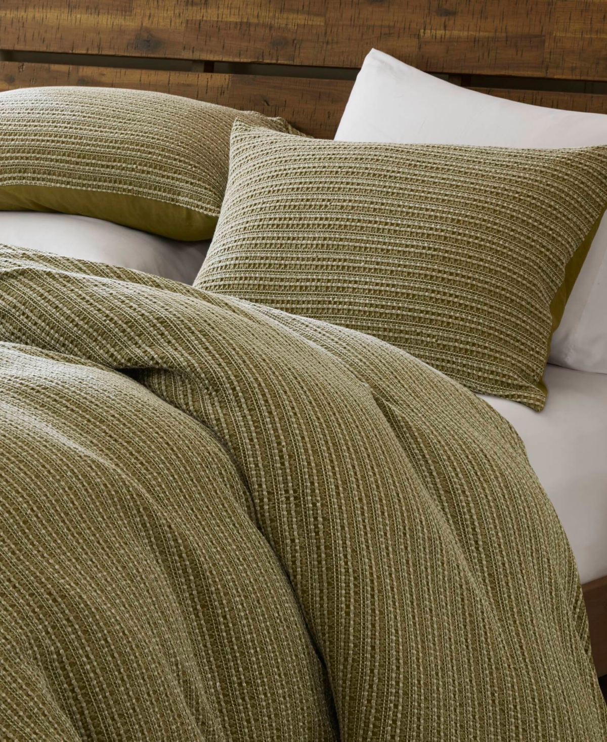 Woolrich Lyon Waffle Washed 3-pc. Duvet Cover Set, King/california King In Green