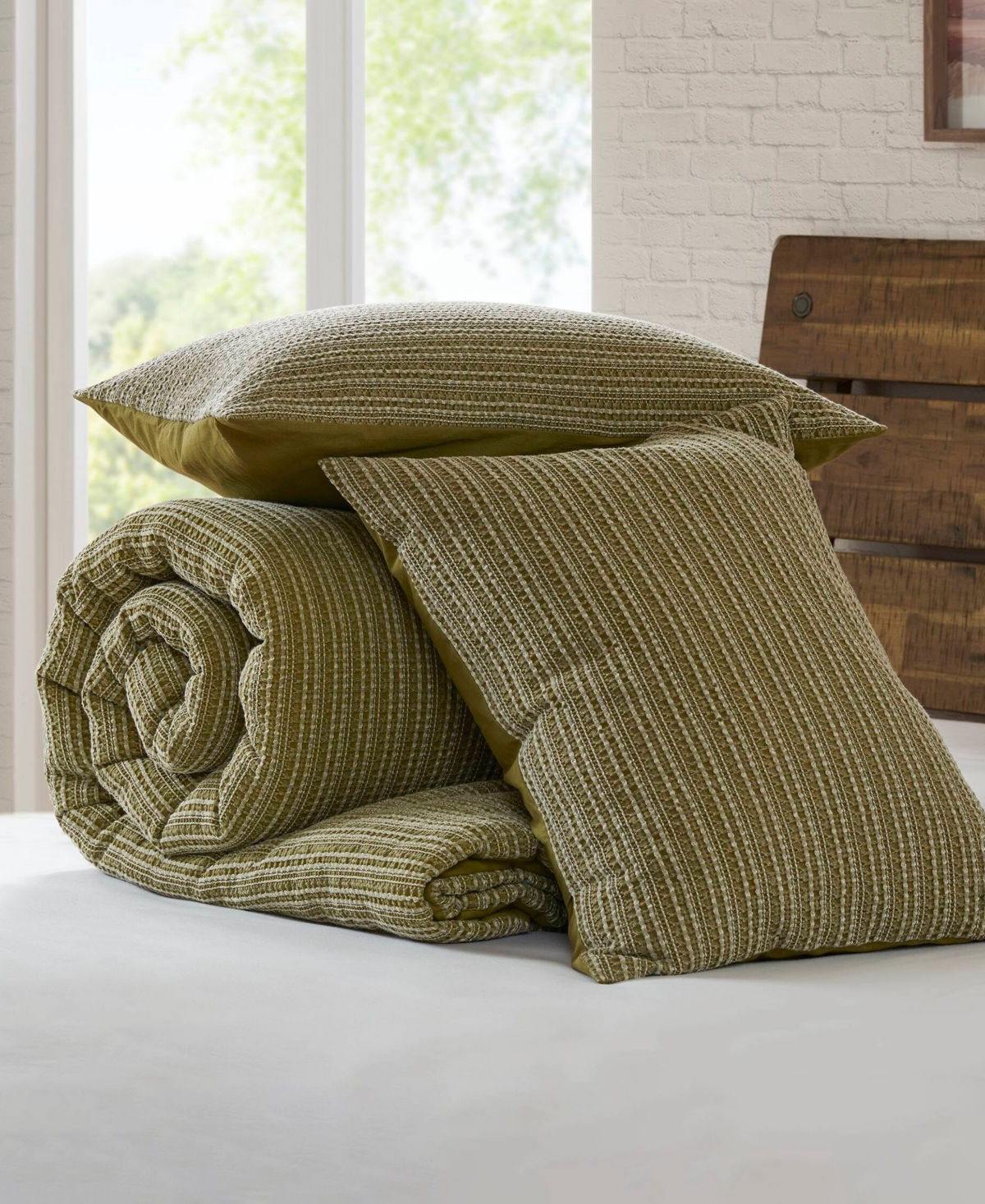Woolrich Lyon Waffle Washed 3-pc. Comforter Set, King/california King In Green