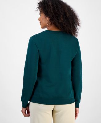 Petite Crewneck Long-Sleeve Fleece Sweatshirt