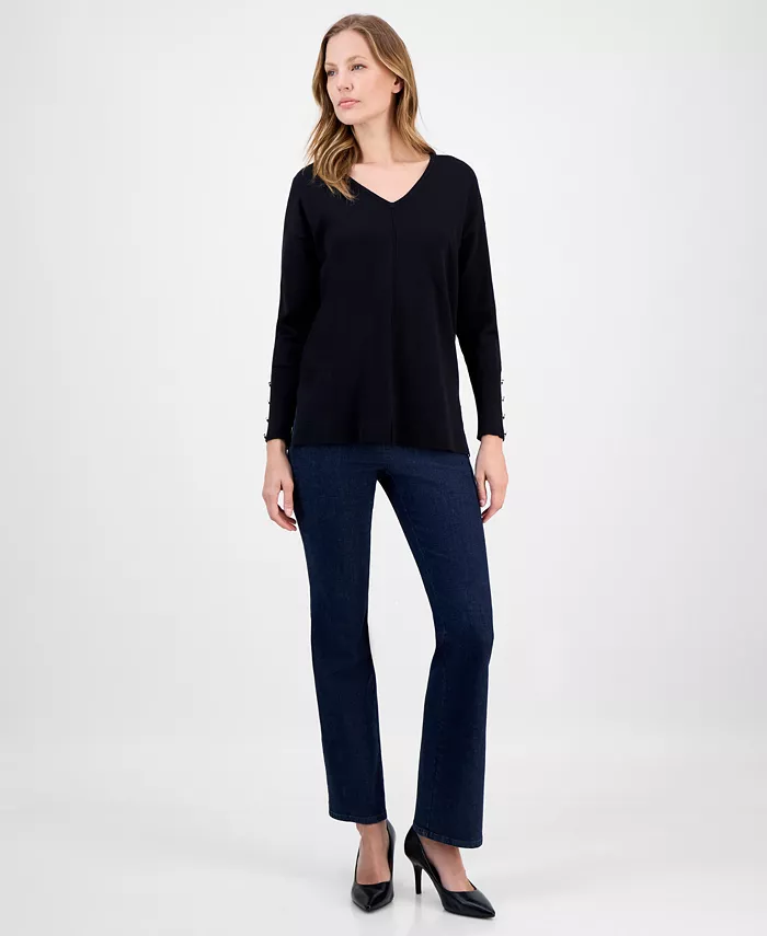 Women's Button-Cuff V-Neck Top - thumbnail 8