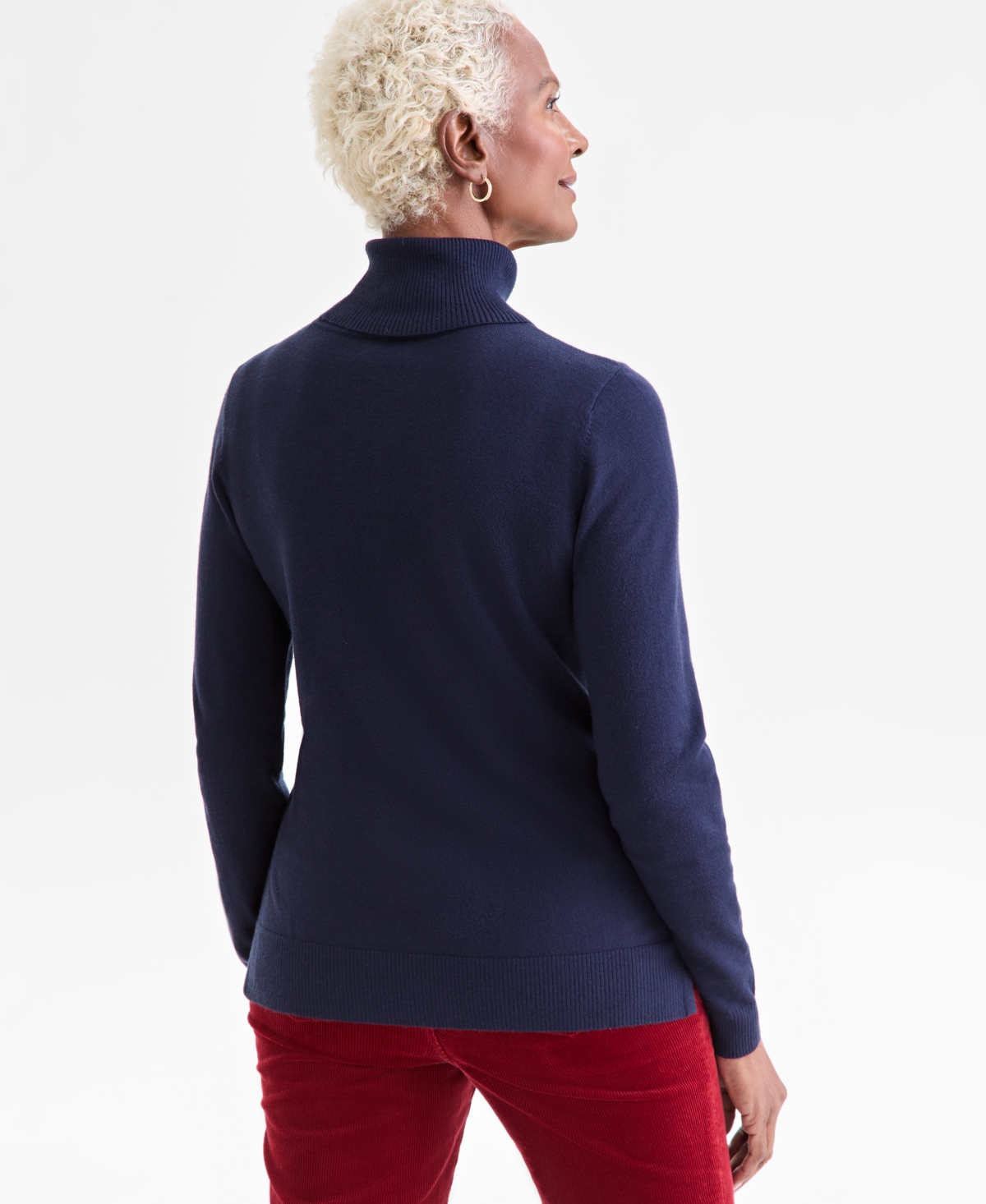 Style & Co Women's Long-sleeve Turtleneck Sweater, Created For Macy's In Blue