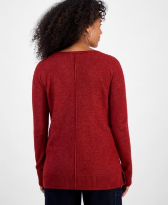 Petite Seam-Front Boat-Neck Luxsoft Sweater