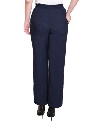 Petite Pull On Pants with Embroidery