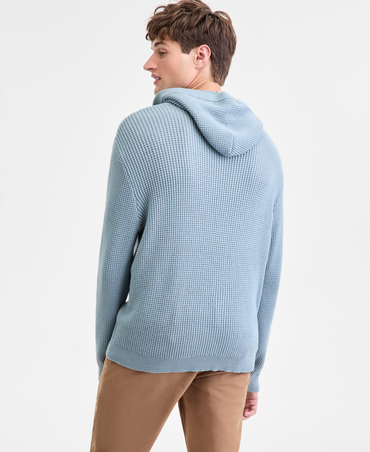 Sun + Stone Men's Waffle-knit Pullover Hoodie, Exclusively At Macy's In Blue