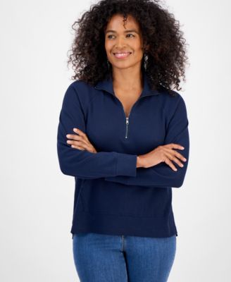 Women's Waffle-Knit Quarter Zip Top
