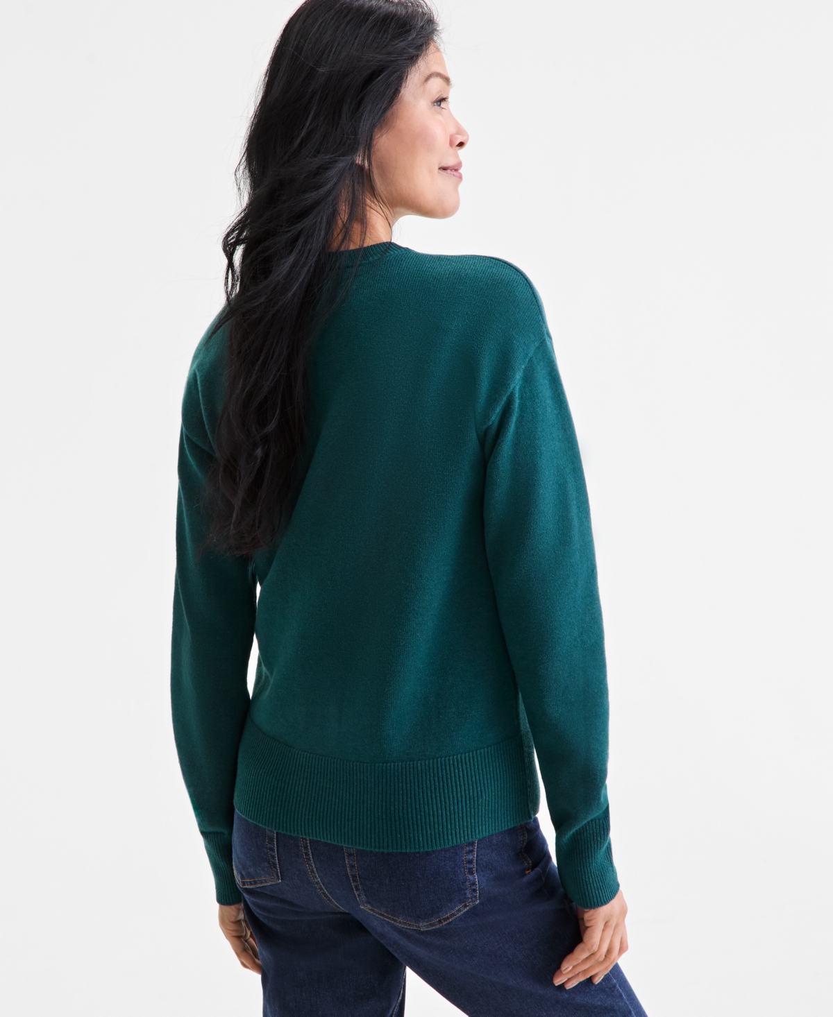 Style & Co Women's Henley Sweater, Macy's Exclusive In Green
