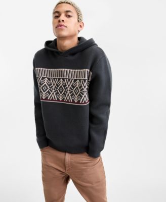 Men's Long-Sleeve Placed Fair Isle Hooded Sweater, Macy's Exclusive