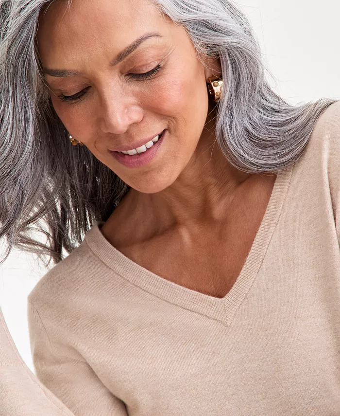 Women's V-Neck Long-Sleeve Sweater - thumbnail 6