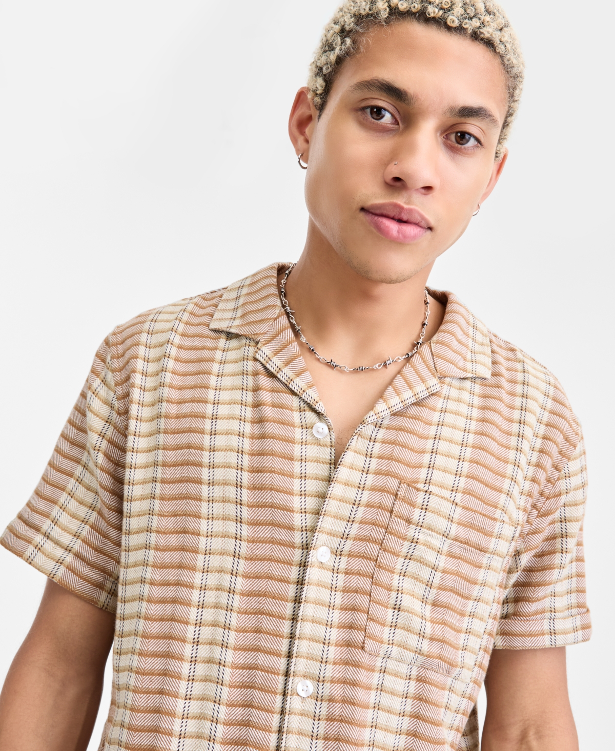 Sun + Stone Men's Short-Sleeve Cotton Driver Shirt, Macy's Exclusive