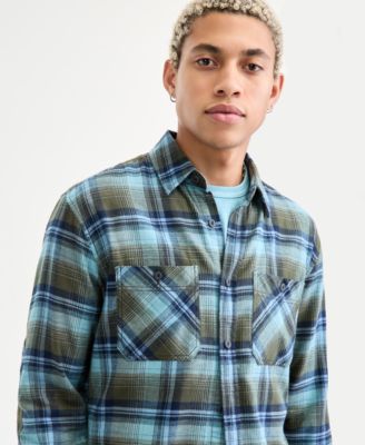Men's Wade Long-Sleeve Cotton Flannel Plaid Shirt, Macy's Exclusive