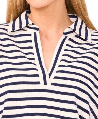 Women's Long Sleeve Elastic Waist Collar Top