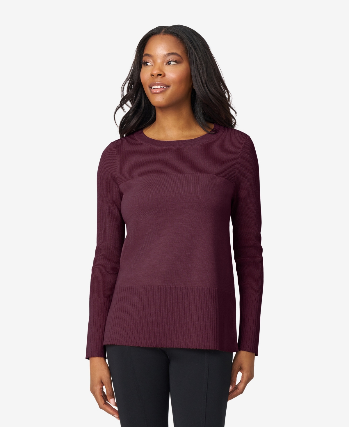 Melissa Paige Women's Button-cuff Lightweight Tunic Sweater In Purple