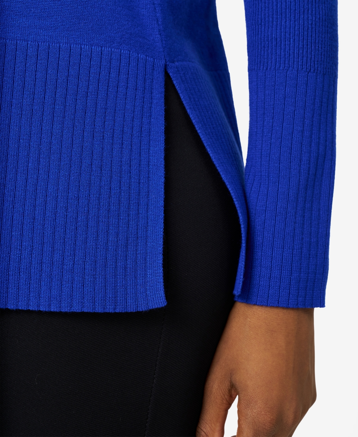 Melissa Paige Women's Boat Neck Ribbed Sweater In Blue