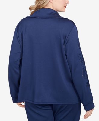 Plus Size Embroidered Floral Cutout Snap Jacket