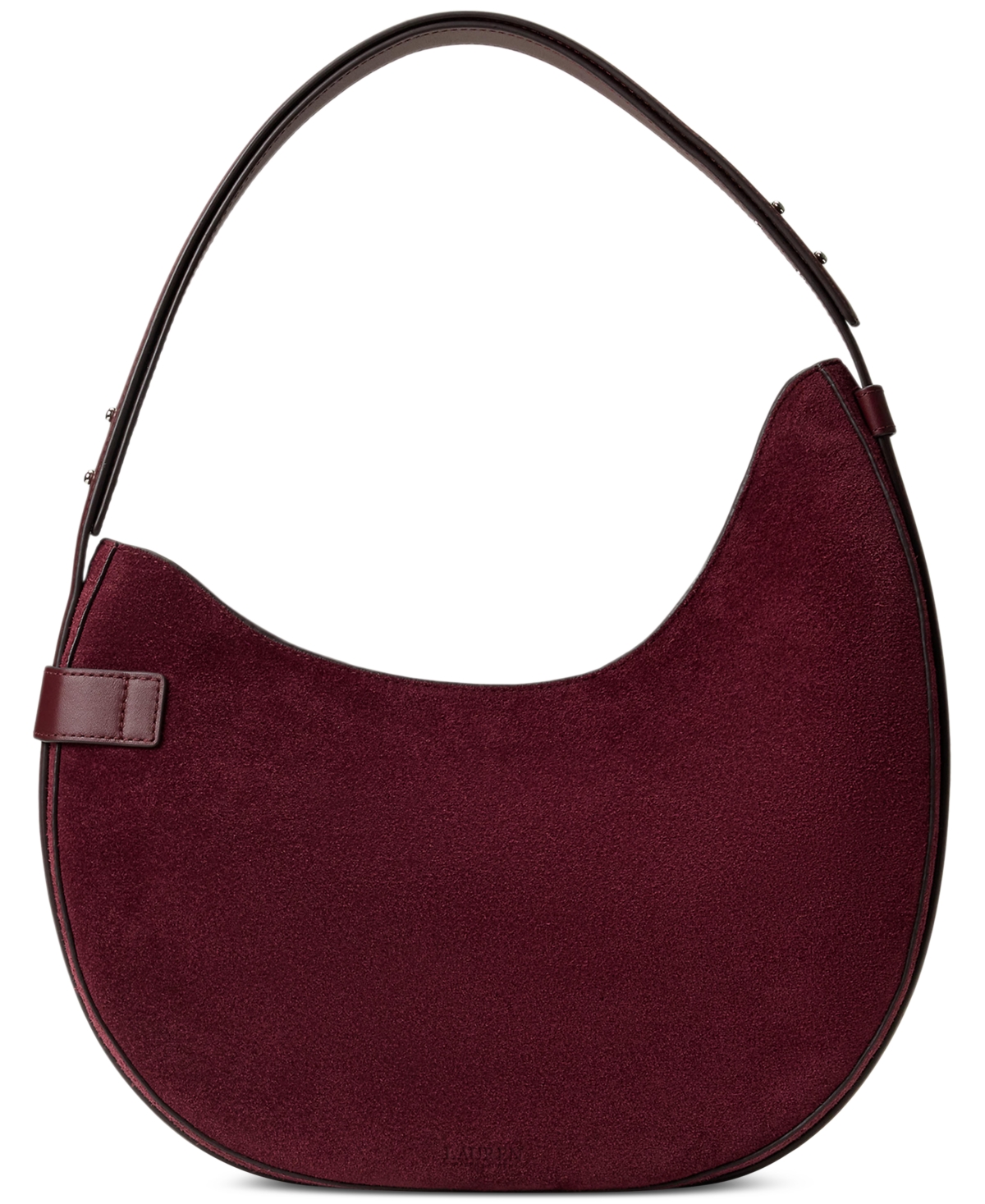 Ralph Lauren Suede Medium Tasha Shoulder Bag In Burgundy