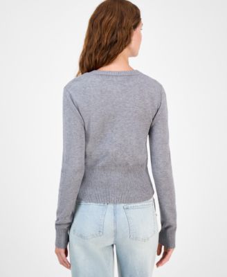 Juniors' High-Rib Button-Front Lady Cardigan