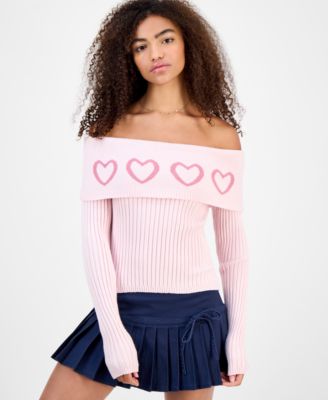 Madden Girl - Juniors' Off-The-Shoulder Rib-Knit Sweater
