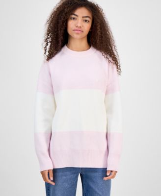 Juniors' Oversized Stripe Long-Sleeve Sweater
