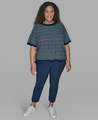 KARL LAGERFIELD PARIS Plus Size Short Sleeve Crew Sweater