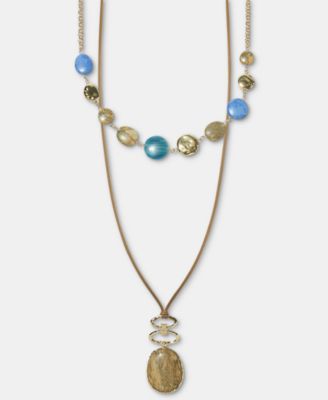 Style & Co - Stone Layered Pendant Necklace, 18" + 3" extender