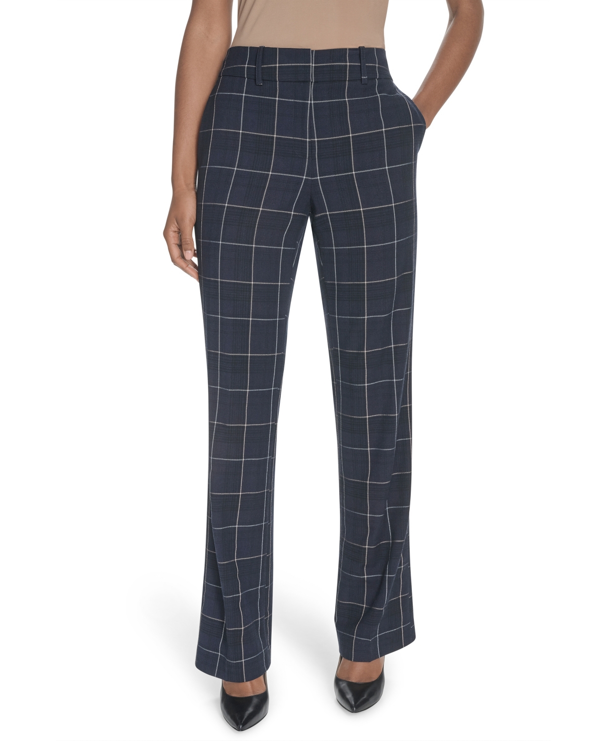 Tommy Hilfiger Women's Chloe Plaid Printed Bootcut Trousers