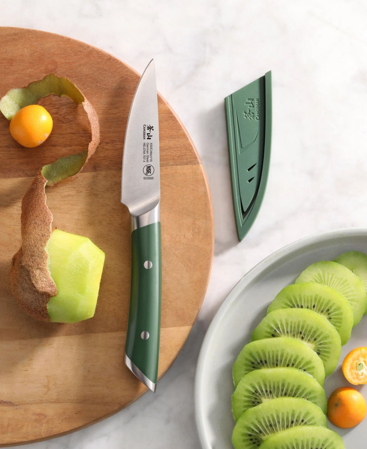 Cangshan Canghshan Helena Series 3.5" Paring Knife With Sheath In Green