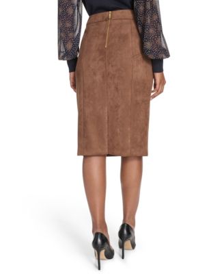 Women's Scuba Suede Knee Length Pencil Skirt