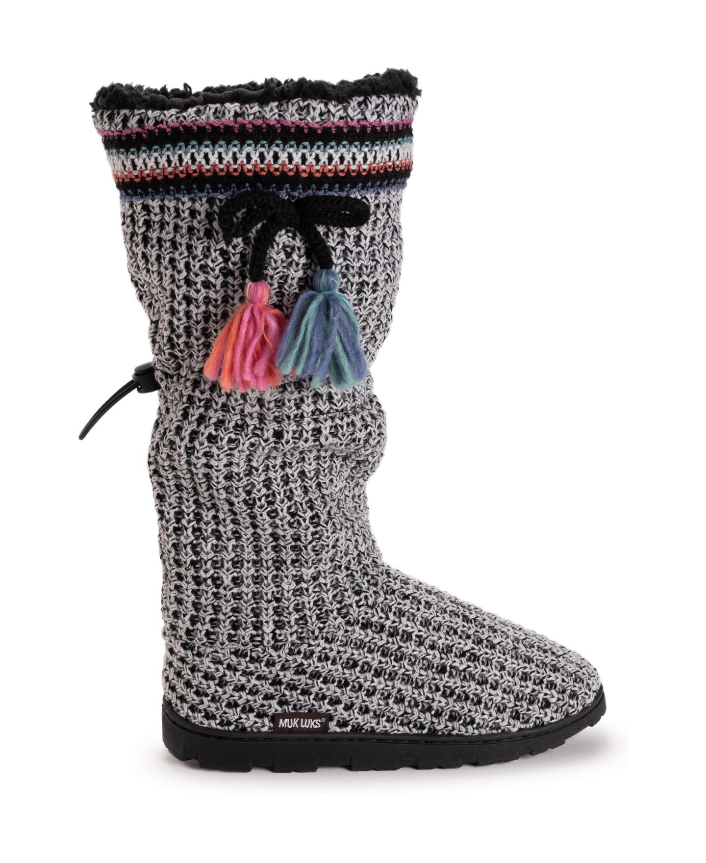 Женские тапочки MUK LUKS Tabbi Toggle Slipper, цвет: Чёрный / Белый — фото 2