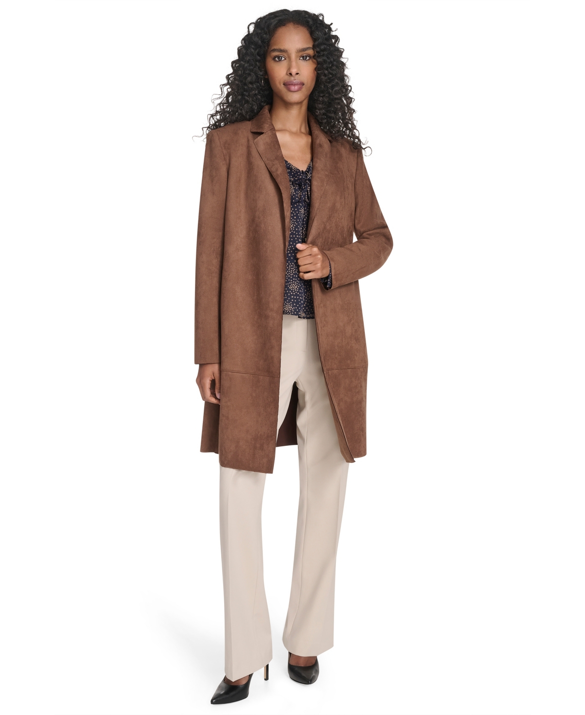 Tommy Hilfiger Women's Scuba Suede Long Sleeve Topper In Brown