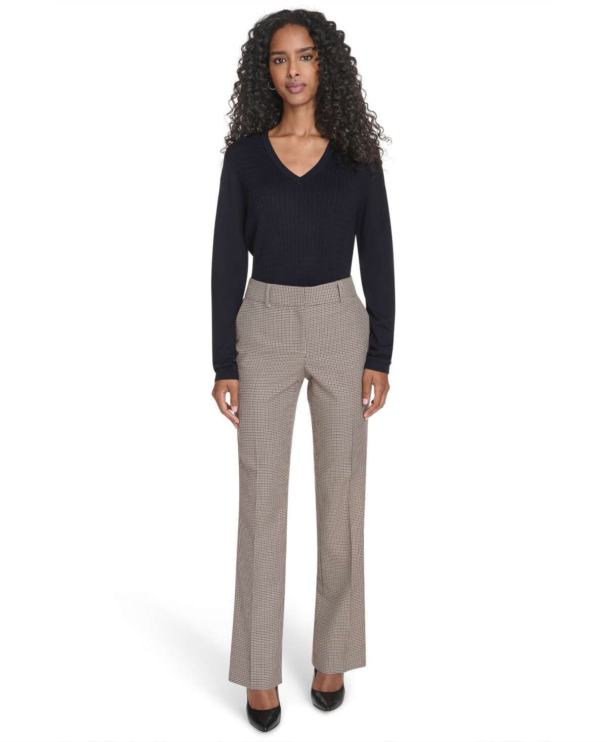 Tommy Hilfiger Women's Houndstooth Bootcut Trousers In Multi