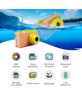 Camera 2 (Pink) Kids Action Camera with IPX8 Waterproof & Shockproof Case, 1080p Video 8MP Photo, Tripod Mount, Action Camera for Swimming, Gift for Boy Girl Ages 3-12