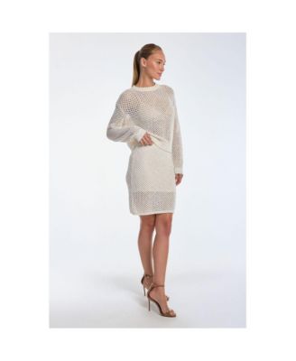 Womens Addison Sequin Crochet Skirt - Pearl