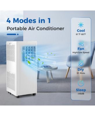 10000 BTU 4-in-1 Portable Air Conditioner Standing Air Cooler w/ Fan & Dehumidifier