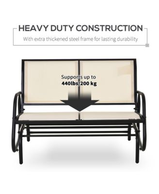 2-Person Outdoor Glider Bench, Patio Double Swing Rocking Chair Loveseat w/Powder Coated Steel Frame for Backyard Garden Porch, Beige