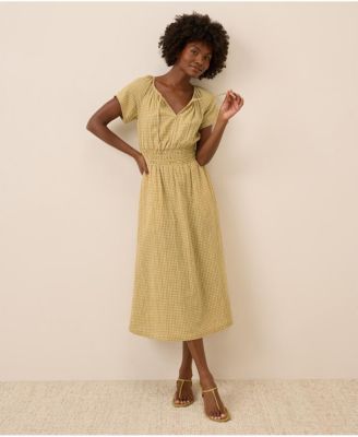 Women's Organic Cotton Coastal Double Gauze Boho Midi Dress