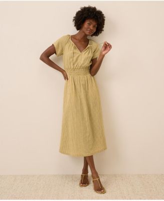 pact boho midi dress Women's Organic Cotton Coastal Double Gauze Perry Ellis Outlet Men's 70s style Pairs just as well Color:Blue/Silver