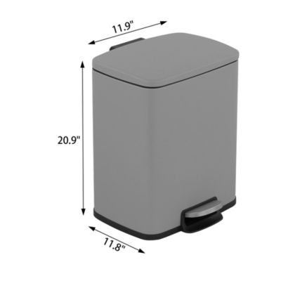 5.3 Gal./20 Liter Rectangular Stainless-Steel-Made Matt Grey Step-on Trash Can for kitchen