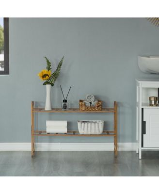 Bamboo Storage Shoe Rack, Free Standing Shoe Organizer Storage Rack, 2 Tier