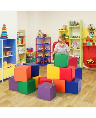 12-Piece 8'' PU Foam Big Building Blocks Colorful Soft Blocks Play Set For Kids