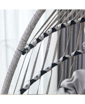 Duty Iron Hanging Chair with Wicker Weave – Single Person Swing for Indoor/Outdoor (Gray)