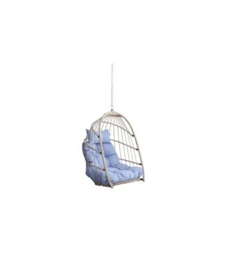 Outdoor garden rattan egg swing chair hanging chair PE hanging chair blue