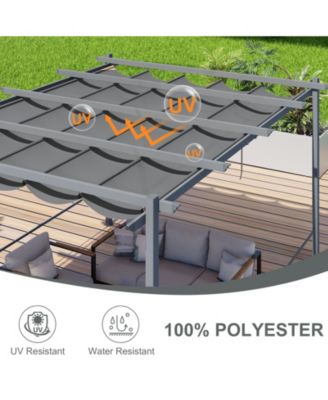 12x12FT Pergola Replacement Canopy- Retractable Sun Shade Cover with Water-Resistant & UPF 50+ UV Blocking for Outdoor Patio, Brown/Gray