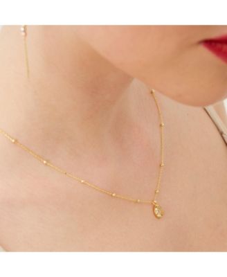 Transparent Moonstone Sterling Silver Pendant Necklace With Beaded Chain