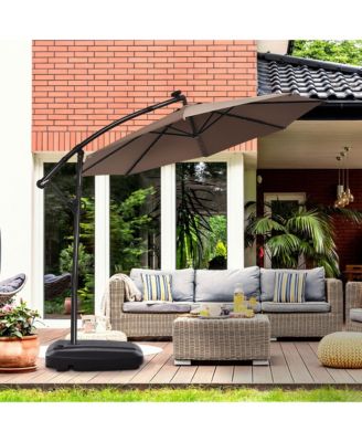 60L Patio Cantilever Offset Umbrella Base Portable Base Weight w/ Wheels