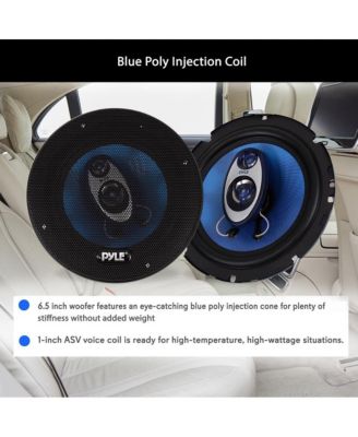 6.5" Three-Way Sound Speaker System 180W RMS 360W Power Handling 4 Ohm Impedance for Car Audio PL63BL
