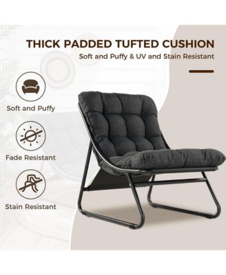 2-Piece All-Iron Removable Lounge Chair Set With Cushions & Footrest,Breathable Mesh Chair