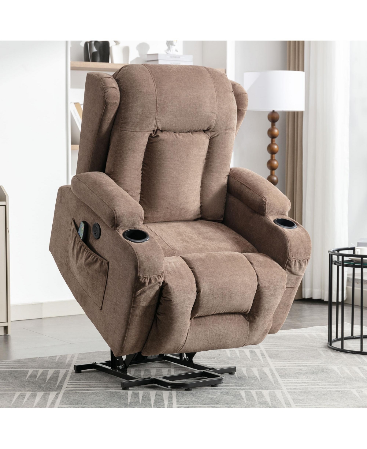 Power Lift Recliner Chair Recliners for Elderly with Heat and Massage Recliner Chair for Living Room with Infinite Position and Side Pocket,Usb Charge